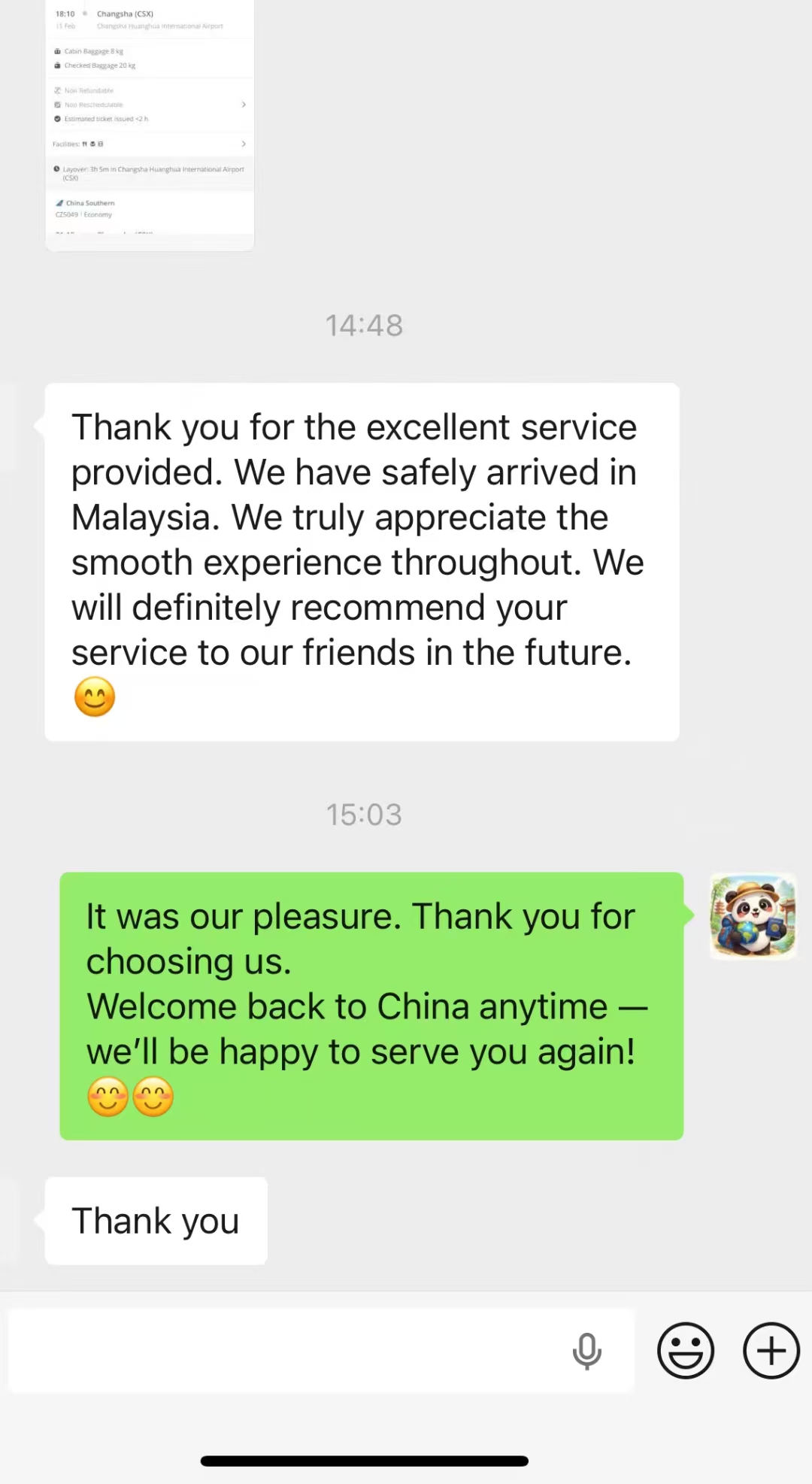 Customer review screenshot for private driver service in China