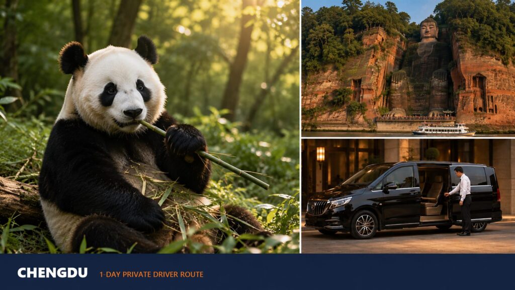 Chengdu 1-Day Private Driver Route: Panda Base + Leshan Giant Buddha