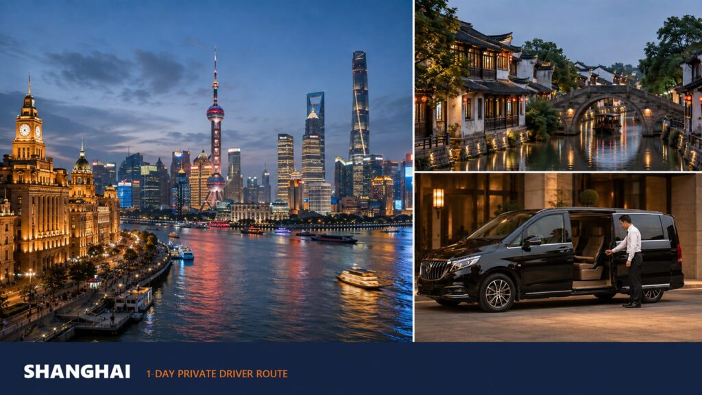 Shanghai 1-Day Private Driver Route: City Highlights + Water Town